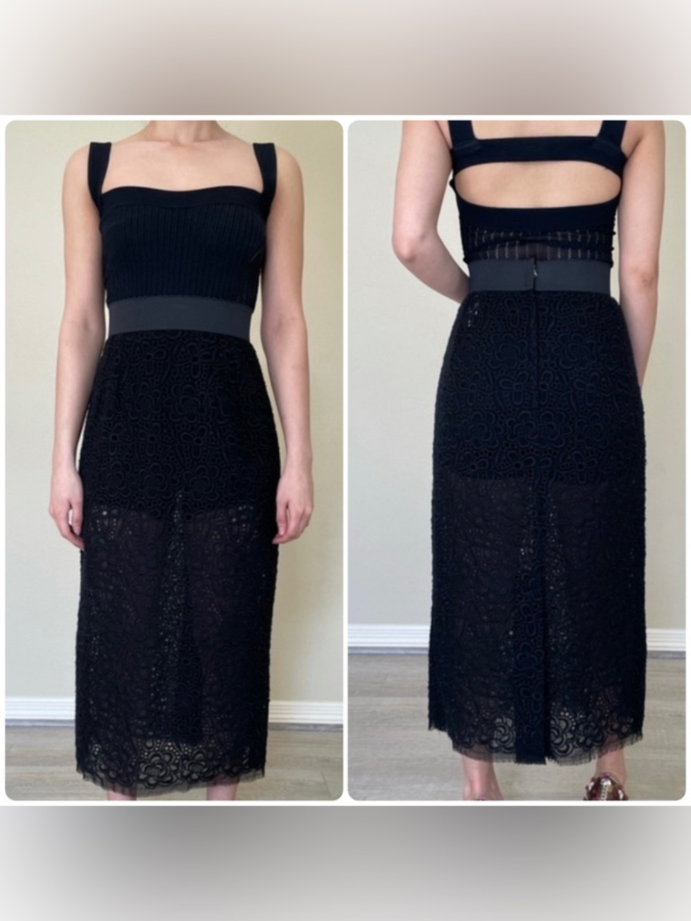 New! Dolce & Gabanna Black Sheer Lace Midi Skirt 🖤 🐆 size 3& or US XS - Picture 2 of 16